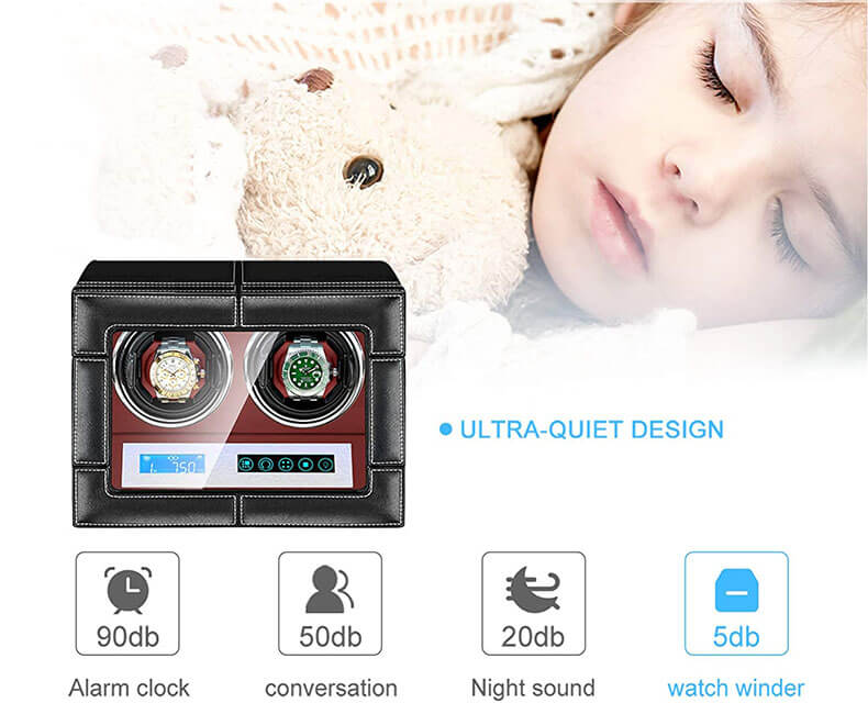 Remontoir de montre Smart Doubel avec surface en PU et intérieur rouge