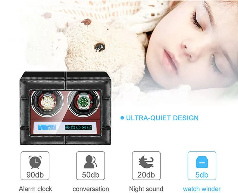 Smart Doubel Watch Winder with PU surface and Red Interior
