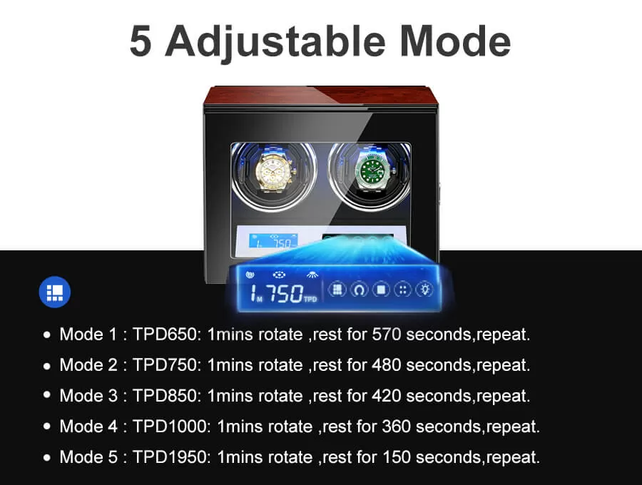 Enrollador de reloj doble de lujo con pantalla táctil LCD