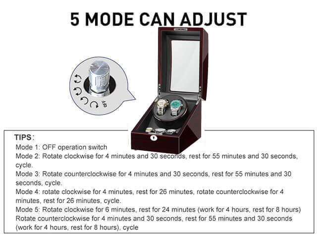 Programmable winding rotor in ebony 2-watch winder – TPD settings for Rolex Omega Breitling automatic watches
