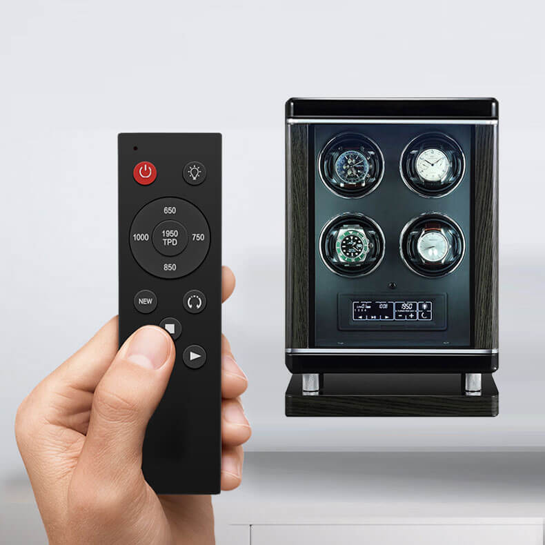 New Design 4 Wooden Automatic Watch Winder Storage Box with LCD Touch Screen