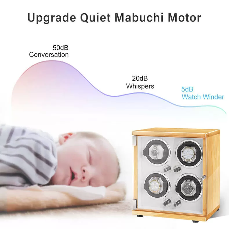 Wooden 4 Pieces Automatic Watch Winder - Burlywood