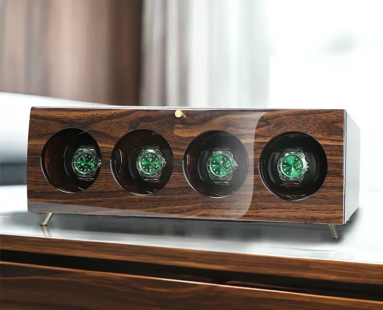 Roroos solid wood quad watch winder as luxury gift for Rolex collector