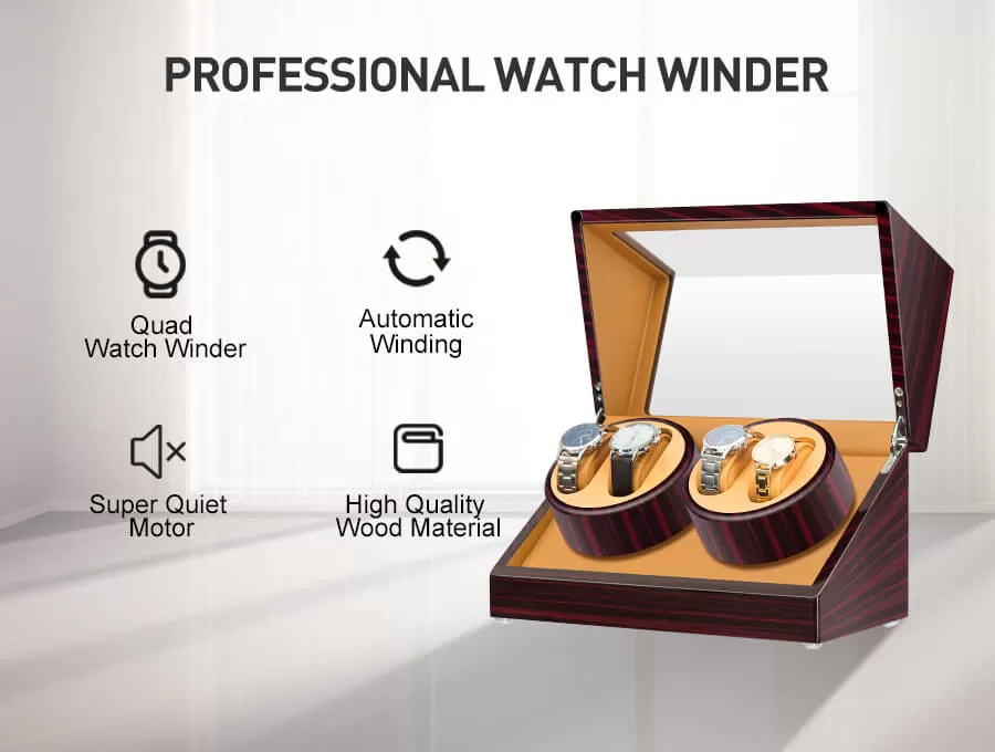 Ebony Four Watch Winder With Almond interior