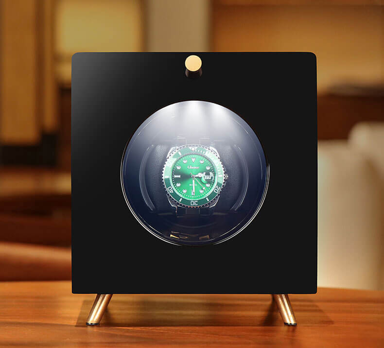 Wooden Retro Single Rolex Watch Winder - Black