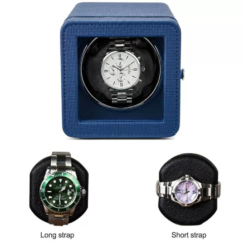 Uhrenbeweger-Box Phantom aus blauem Leder