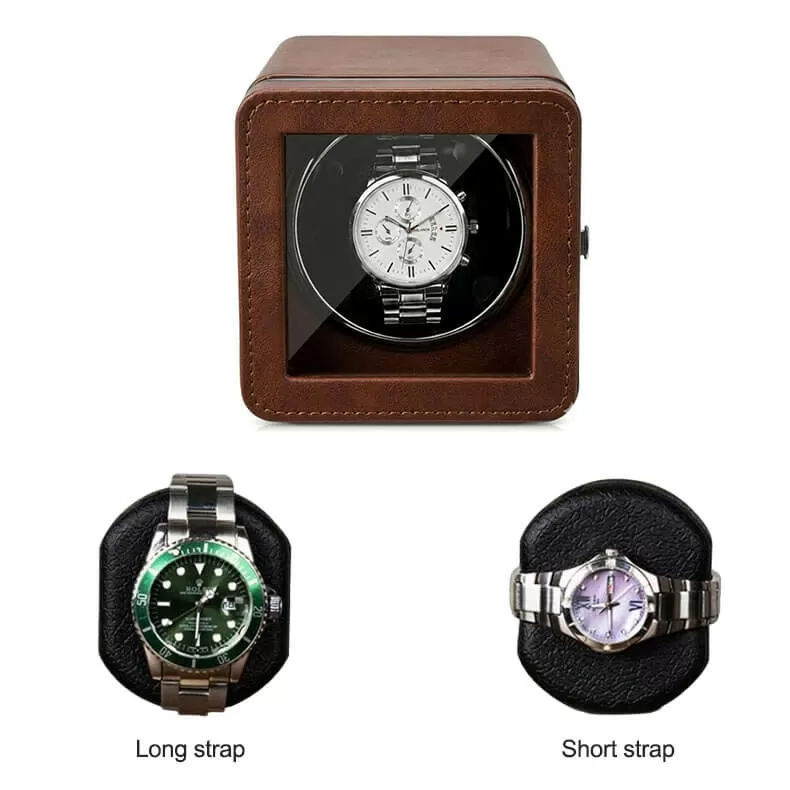 Caja de Reloj Automática Individual en Cuero Caoba