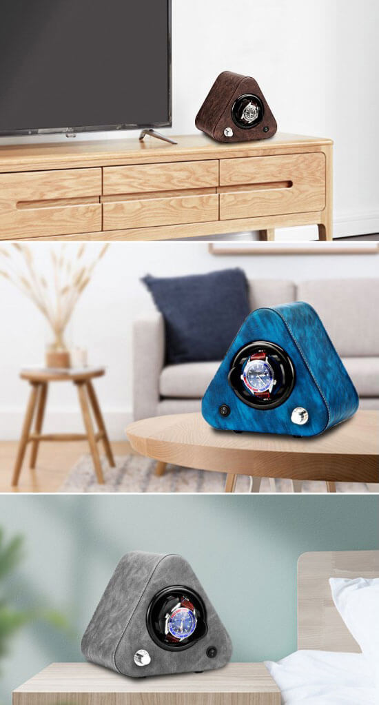 Leather Triangle Single Mini Watch Winder