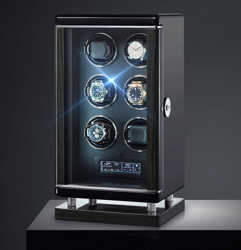 Best Design 4 scatola porta orologi automatica in legno con touch screen LCD
