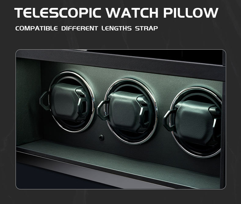 9 Watch Winder Box with 5 Extra Storage in Striped Ebony Wood - adjustable watch pillow