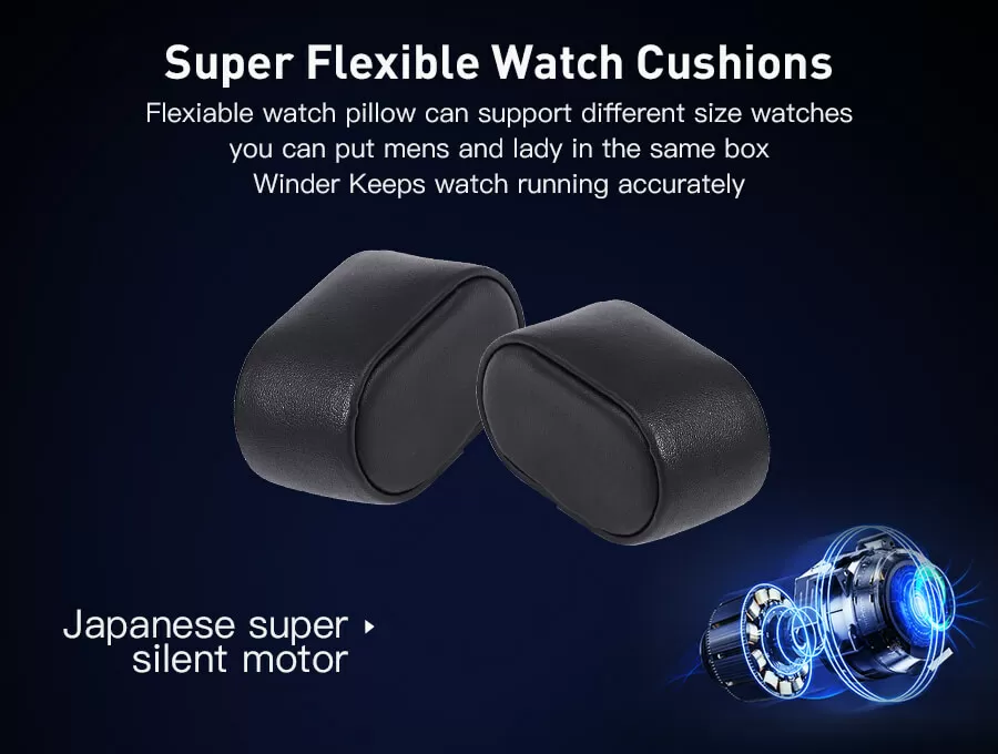 Ebony Six Pieces Watch Winder With Beige Interior