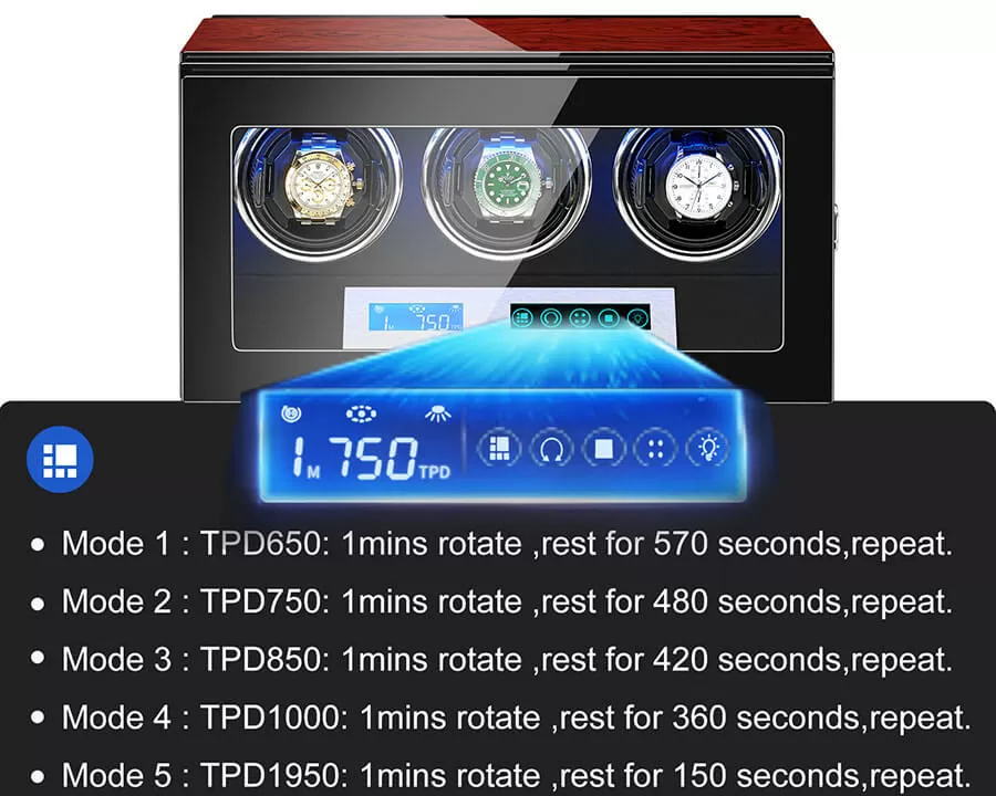 Rebobinador de 3 relojes con pantalla táctil LCD