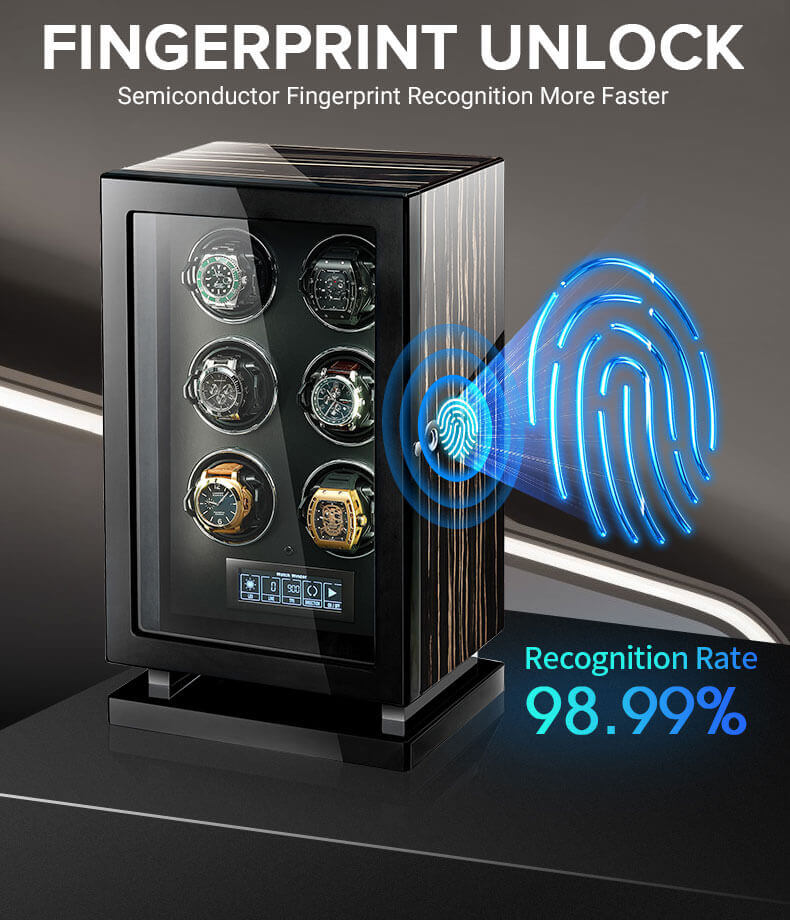 Fingerabdruckschloss am ROROOS 12-Uhren-Beweger – biometrische Zugriffssicherung