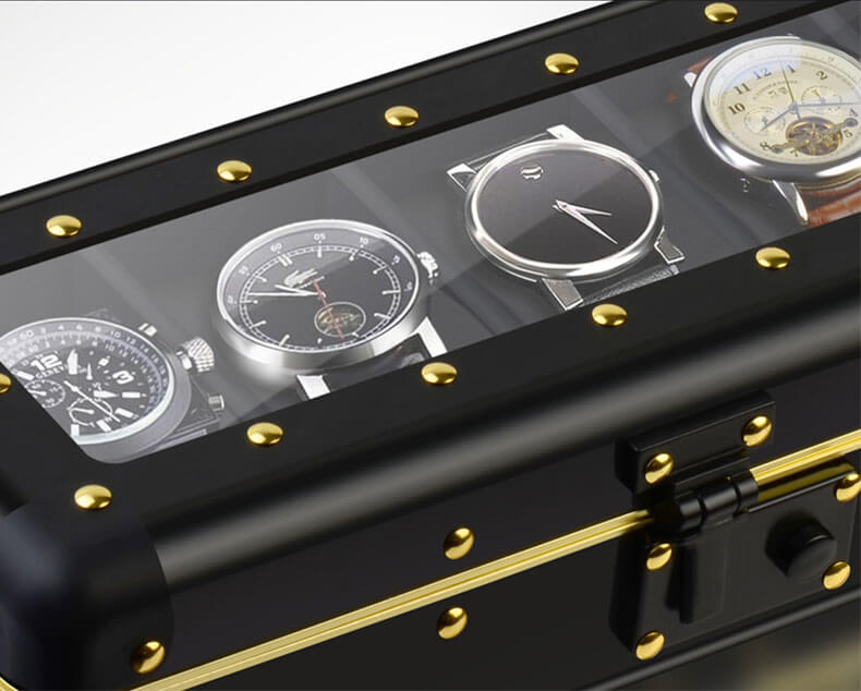 Metal 5 Slots Watch Case With Glass Window