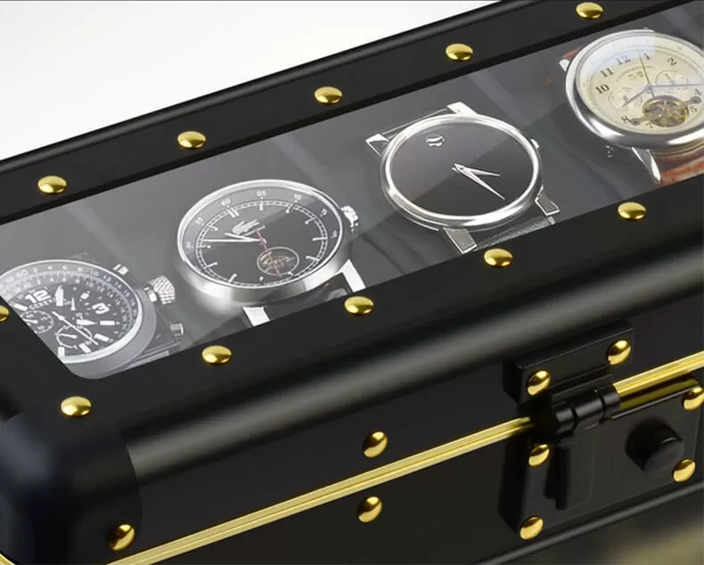 Metal 5 Slots Watch Case With Glass Window