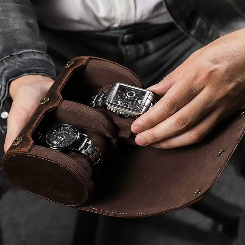 Roroos genuine leather watch travel roll as a premium gift for men — Father's Day and groomsmen